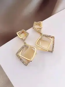 KRYSTALZ Gold-Plated Geometric Drop Earrings