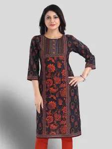keshubaba Floral Printed Straight Kurta