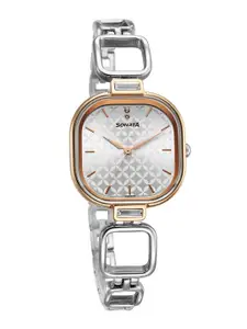 Sonata Women Brass Dial & Stainless Steel Bracelet Style Straps Analogue Watch 8186KM02