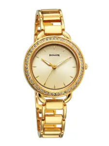 Sonata Women Dial & Stainless Steel Bracelet Style Straps Analogue Watch 87052YM01