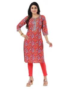 keshubaba Floral Printed Straight Kurta