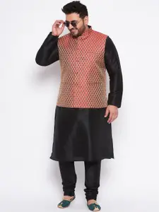 VASTRAMAY Plus Size Mandarin Collar Regular Kurta & Churidar With Nehrujacket