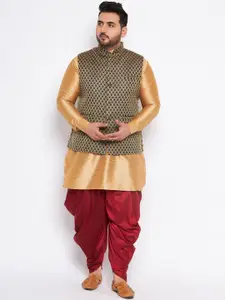 VASTRAMAY Plus Size Mandarin Collar Patani Kurta & Churidar With Nehru Jacket