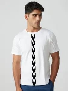 Elibolz Abstract Printed Round Neck Cotton T-shirt