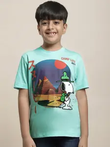 Kids Ville Boys Peanuts Printed Round Neck Regular Fit Pure Cotton T-Shirt
