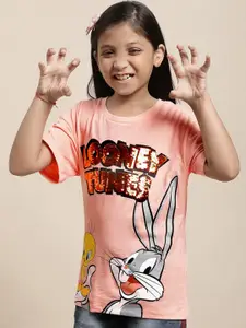 Kids Ville Girls Looney Tunes Printed Pure Cotton Oversized T-shirt