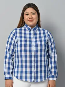 Vastraa Fusion Plus Size Spread Collar Comfort Buffalo Checks Opaque Cotton Casual Shirt