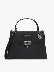 PELLE LUXUR Embellished Structured Satchel Handbag