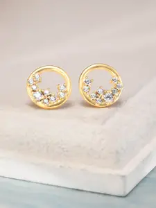 Rubans Silver Gold-Plated Circular Studs Earrings