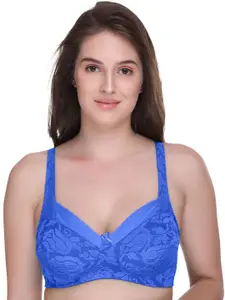 SONA Floral Lace Non Padded Medium Coverage Bralette Bra With All Day Comfort