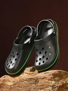 HRX by Hrithik Roshan Men Black & Green Rubber Clogs