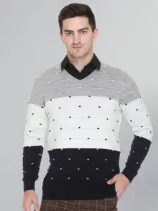 GODFREY Colourblocked V-Neck Woollen Pullover