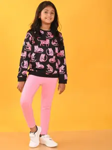 Anthrilo Girls Printed T-shirt with Trousers