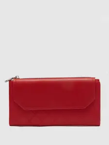 Globus Women Red Textured Envelope Wallet