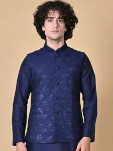 MAAHI FABS Mandarin Collar Kurta with Churidar & Nehru jacket