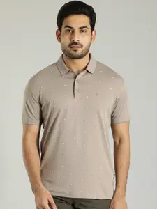 Indian Terrain Floral Printed Polo Collar Pure Cotton T-shirt