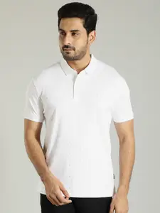Indian Terrain Micro Ditsy Printed Polo Collar Pure Cotton T-Shirt