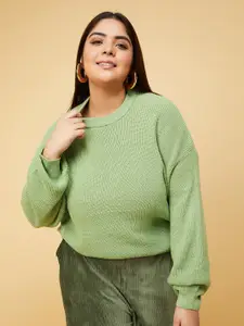 max Plus Size Round Neck Acrylic Pullover Sweater