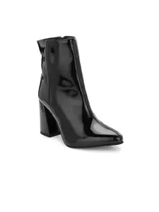 MISEEN Women Pointed Toe Block-Heeled Mid-Top Chunky Boots