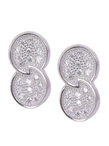 Abhooshan 925 Sterling Silver CZ-Studded Contemporary Studs Earrings