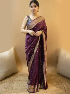 TIEXA Floral Woven Design Zari Pure Silk Banarasi Saree