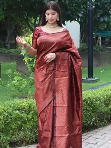 TIEXA Woven Design Zari Pure Silk Banarasi Saree