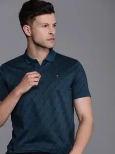 Louis Philippe Ath.Work Printed Polo Collar Pure Cotton Slim Fit T-shirt