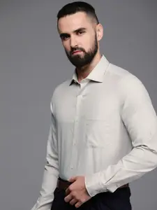 Louis Philippe Pure Cotton Self Design Textured Classic Opaque Formal Shirt