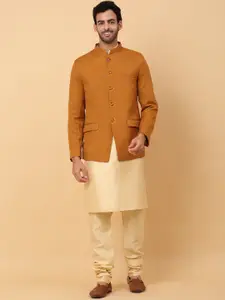 KRAFT INDIA Mandarin Collar Straight Kurta & Churidar With Jacket