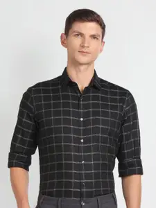 Arrow Slim Fit Windowpane Checks Opaque Checked Casual Shirt