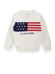 U.S. Polo Assn. Kids Boys Graphic Printed Pure Cotton Pullover