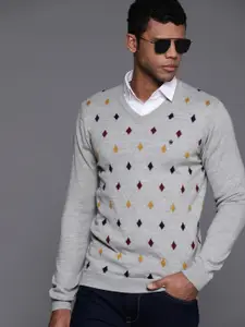 Louis Philippe Self-Design Smart Casual Pullover