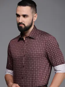Louis Philippe Pure Cotton Classic Fit Ethnic Motifs Printed Formal Shirt