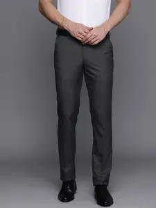 Louis Philippe Men Checked Slim Fit Formal Trousers