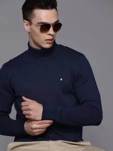 Louis Philippe Solid Turtle Neck Pure Cotton Pullover