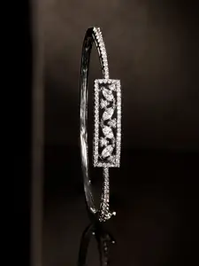 Rubans Cubic Zirconia Rhodium-Plated Bangle-Style Bracelet