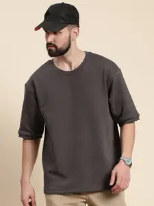 DILLINGER Round Neck Drop Shoulder Sleeves Longline Oversized Pullover Sweatshirt