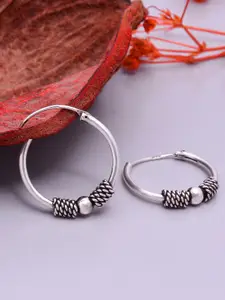 Abhooshan 92.5 Sterling Silver Silver-Plated Contemporary Hoop Earrings