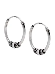 Abhooshan Pure 92.5 Sterling Silver Oxidised Hoop Earrings