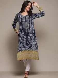 Biba Ethnic Motifs Printed  Sequined Detail Straight Kurta