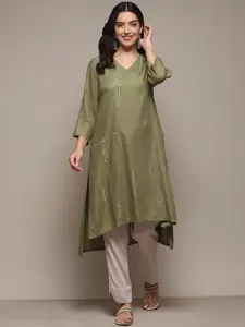 Biba Mirror Work Embellished A-Line Kurta