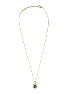 Shining Jewel - By Shivansh Gold-Plated Crystal Studded Pendant Chain