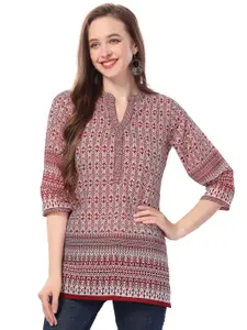 keshubaba Ethnic Motifs Printed Mandarin Collar Kurti