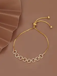 Carlton London Women Premium Gold-Plated CZ-Studded Adjustable Bracelet