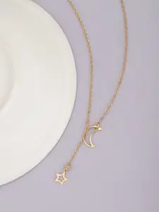 Carlton London Women Gold-Plated Star & Moon Necklace