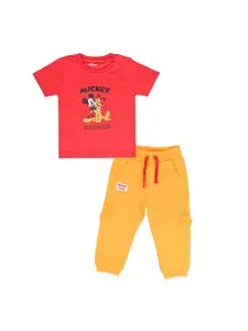 Disney Infants Girls Mickey & Friends Printed Pure Cotton T-shirt With Trousers