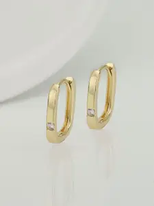 Carlton London Women Gold-Plated CZ Studded Hoop Earrings