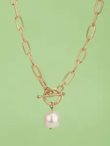 Carlton London Women Rose Gold-Plated Pearls Necklace