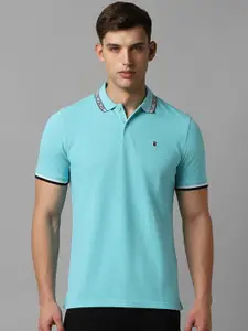 Louis Philippe Sport Brand Logo Printed Polo Collar Cotton Slim Fit T-shirt