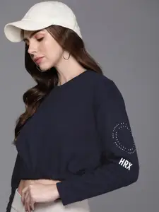 HRX by Hrithik Roshan Women Lifestyle Printed Crop Terry Sweatshirt